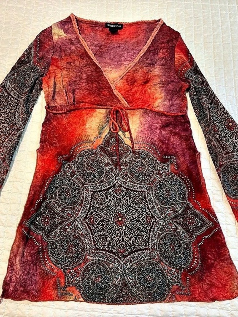 MisDeMeanor Paisley Tie-Waist Tunic Size Medium
